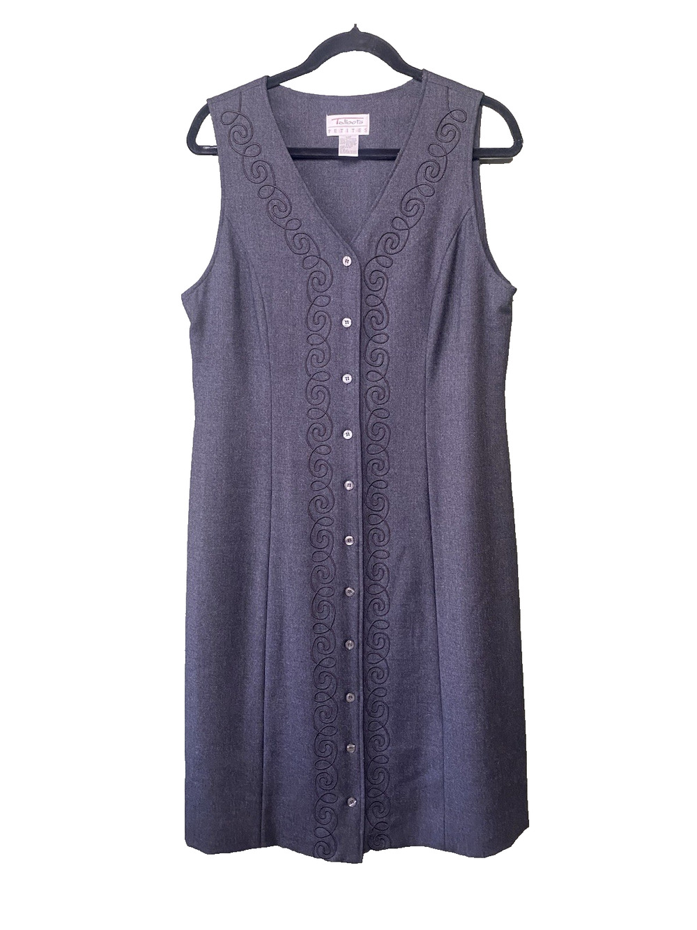 Vintage Talbots Dress Women 12P Sheath Button Front Wool Career Office Midi